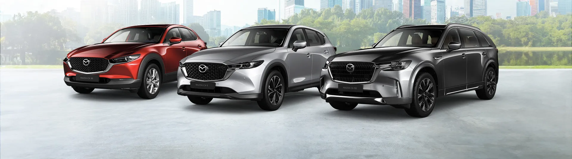 banner con tres autos mazda